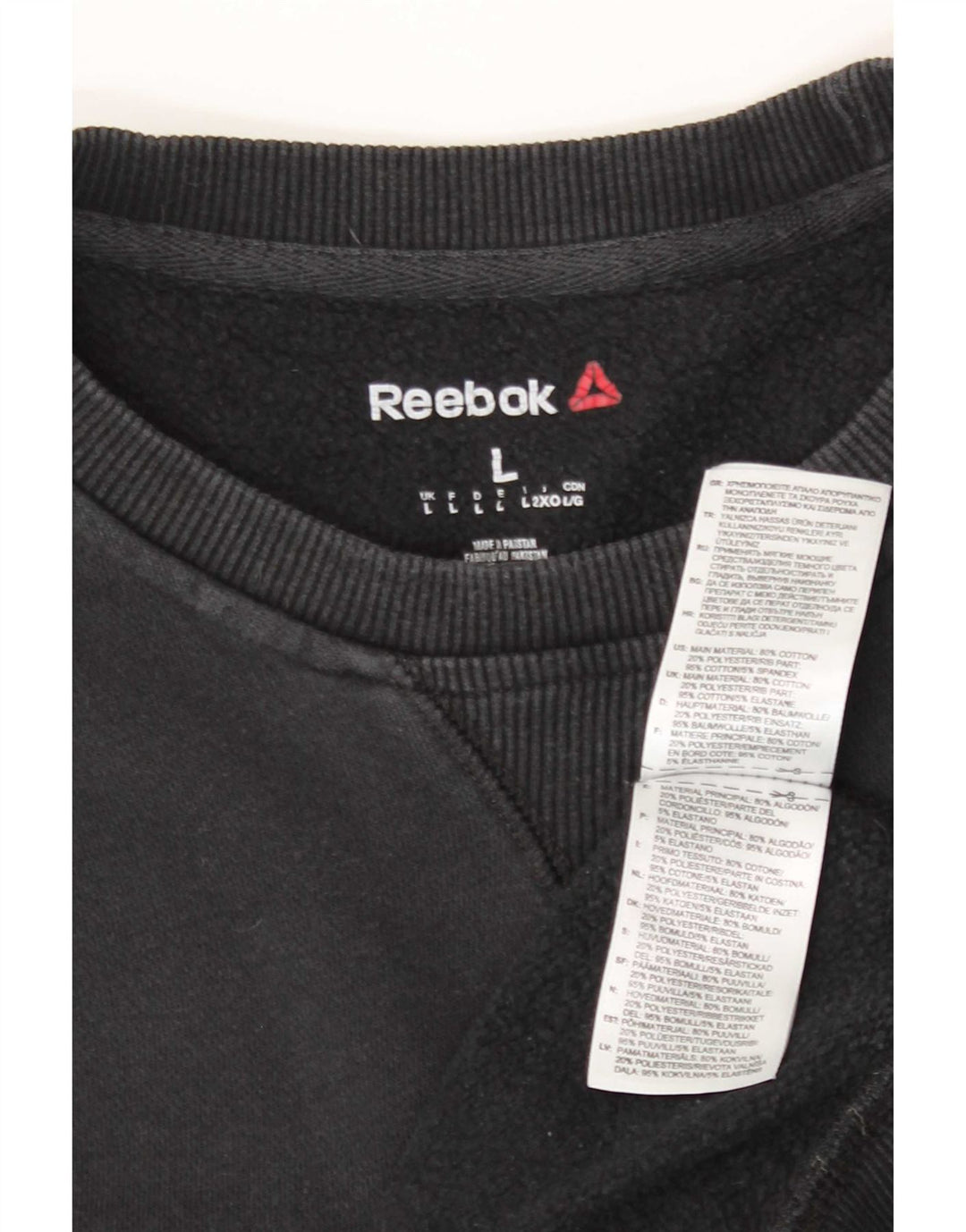 Reebok Mens Sweatshirt Jumper Large Black Cotton