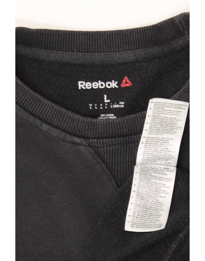 Reebok Mens Sweatshirt Jumper Large Black Cotton