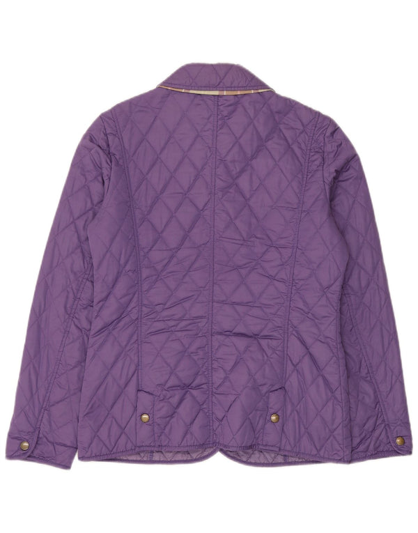Barbour Womens Quilted Jacket UK 12 Medium Purple Polyester