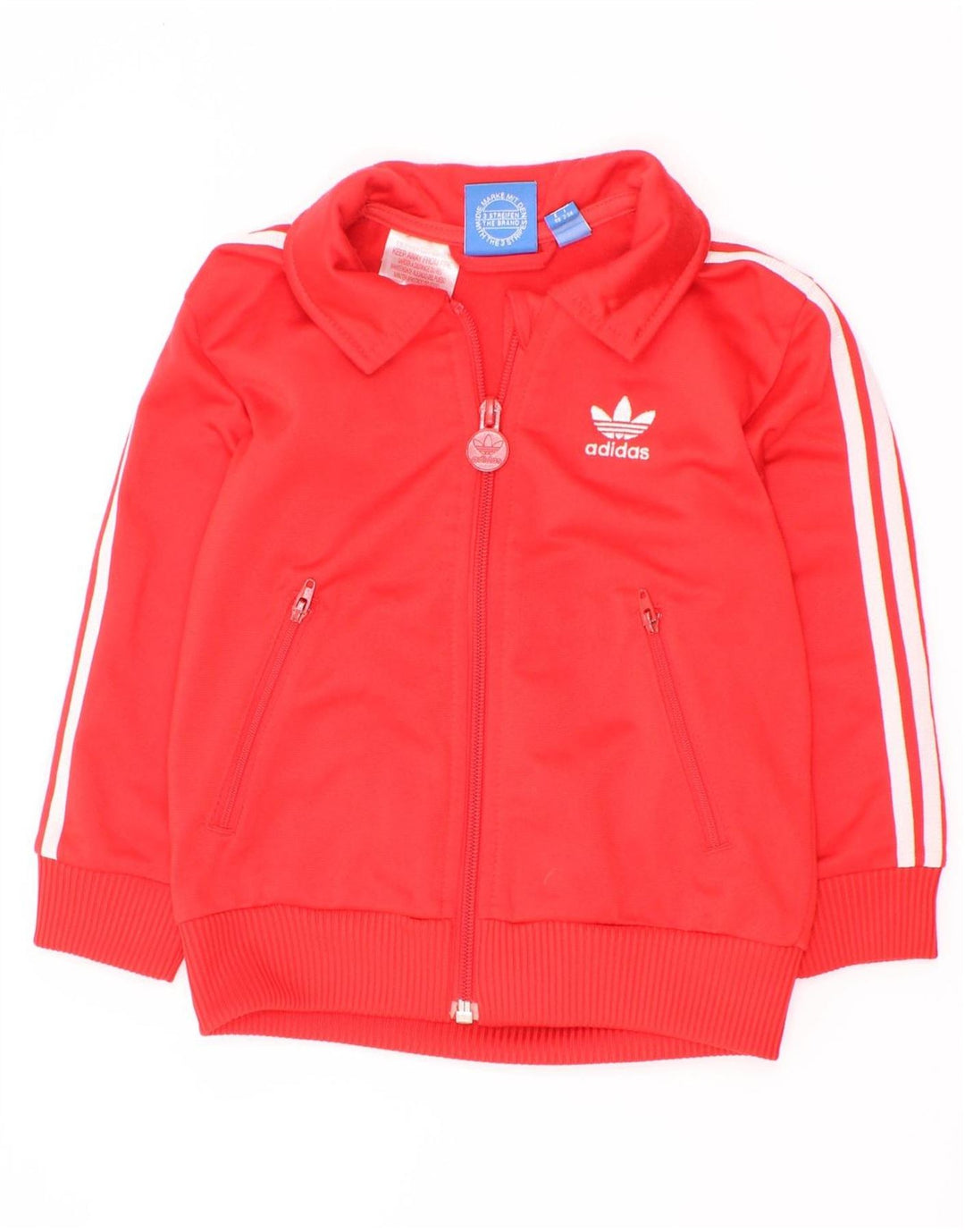 Adidas Boys Graphic Tracksuit Top Jacket 2-3 Years Red Polyester