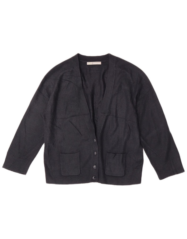 Marks & Spencer Womens Crop Cardigan Sweater UK 12 Medium Navy Blue Acrylic