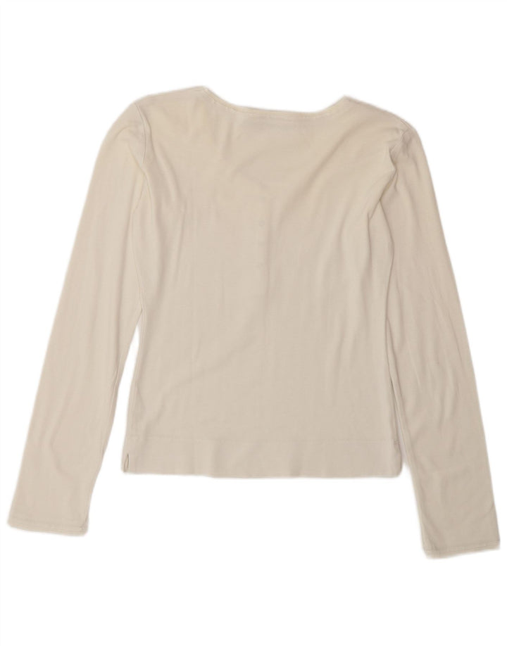 Gas Womens Top Long Sleeve UK 12 Medium Off White Cotton