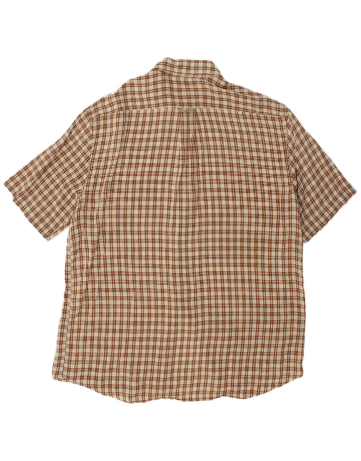 HUGO BOSS Mens Short Sleeve Shirt XL Brown Check