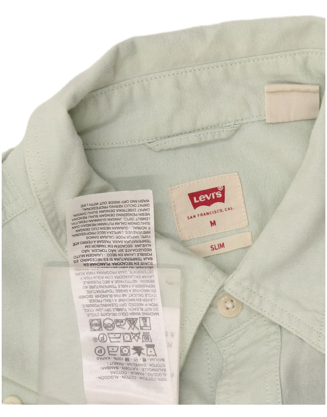 Levi's Mens Slim Fit Shirt Medium Green Cotton