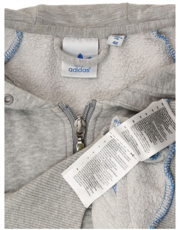 Adidas Womens Zip Hoodie Sweater EU 40 Medium Grey Flecked Cotton