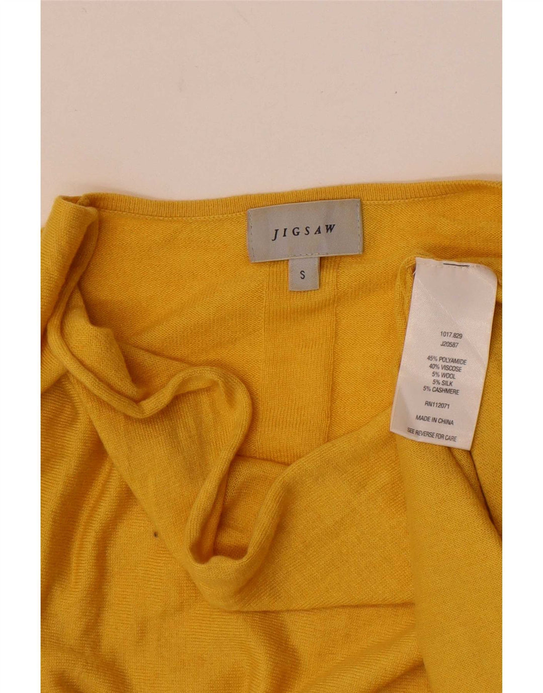 Jigsaw Womens Top Long Sleeve UK 10 Small Yellow Polyamide