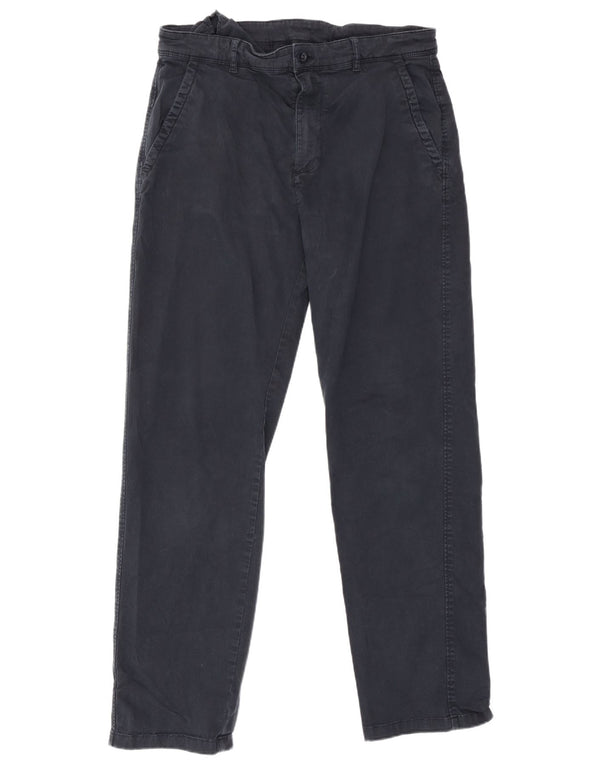 Zara Mens Straight Chino Trousers EU 42 Large W32 L30 Navy Blue Cotton