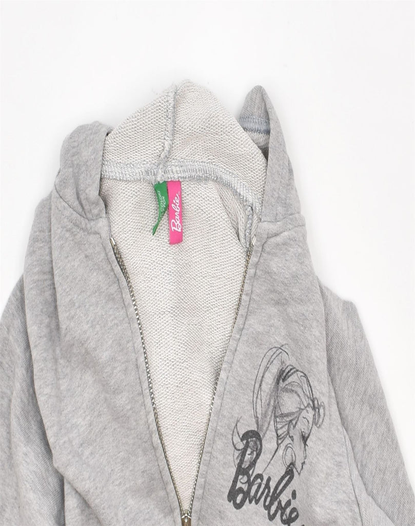 BENETTON Girls Barbie Graphic Zip Hoodie Sweater 6-7 Years Grey Cotton | Vintage | Thrift | Second-Hand | Used Clothing | Messina Hembry 