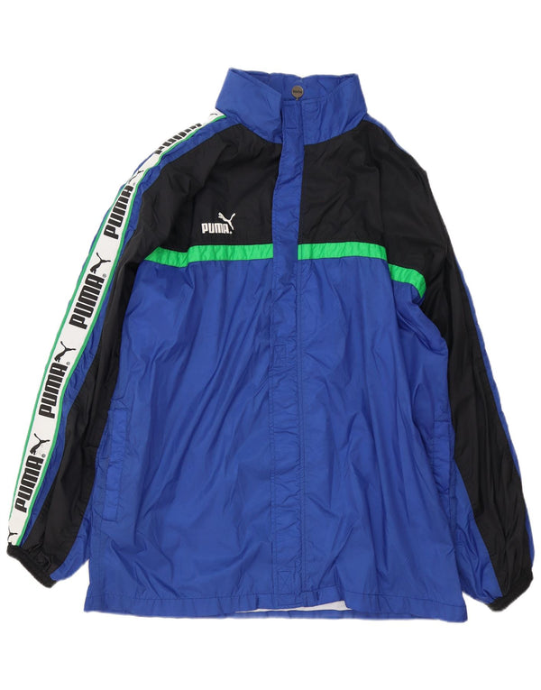 Puma Mens Graphic Loose Fit Rain Jacket UK 42 XL Blue Colourblock Polyamide