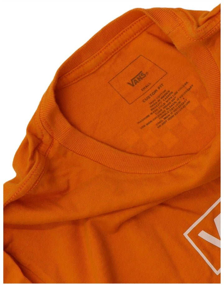Vans Mens Custom Fit Graphic T-Shirt Top Small Orange Cotton
