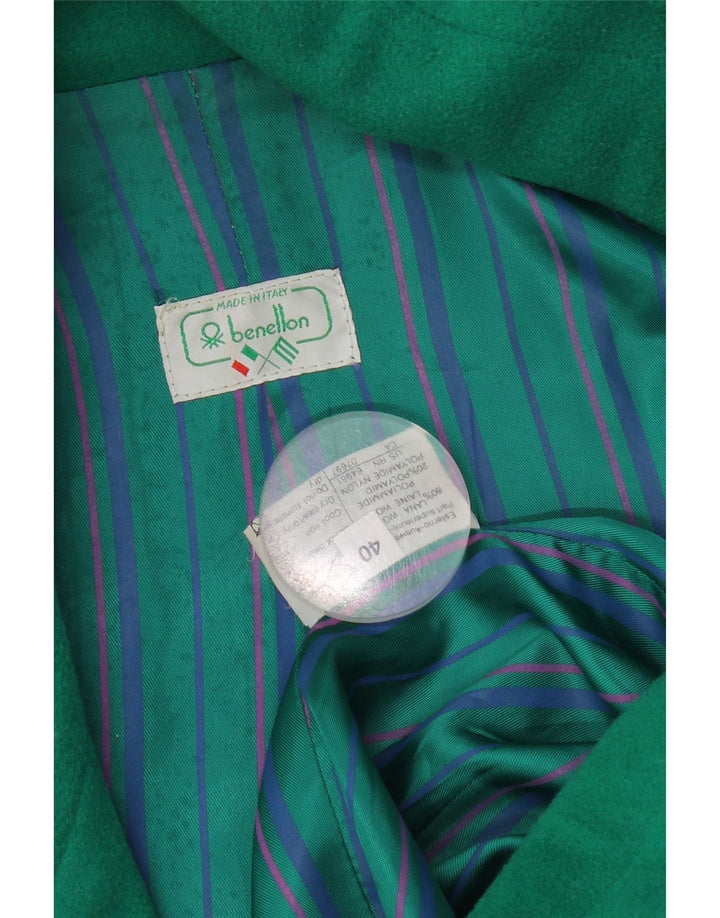 Benetton Womens 2 Button Oversized Blazer Jacket IT 40 Small Green Wool