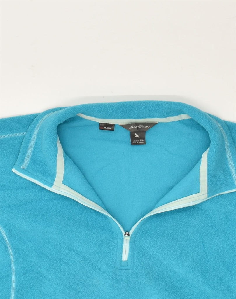 EDDIE BAUER Womens Zip Neck Fleece Jumper UK 18 XL Blue Polyester | Vintage Eddie Bauer | Thrift | Second-Hand Eddie Bauer | Used Clothing | Messina Hembry 