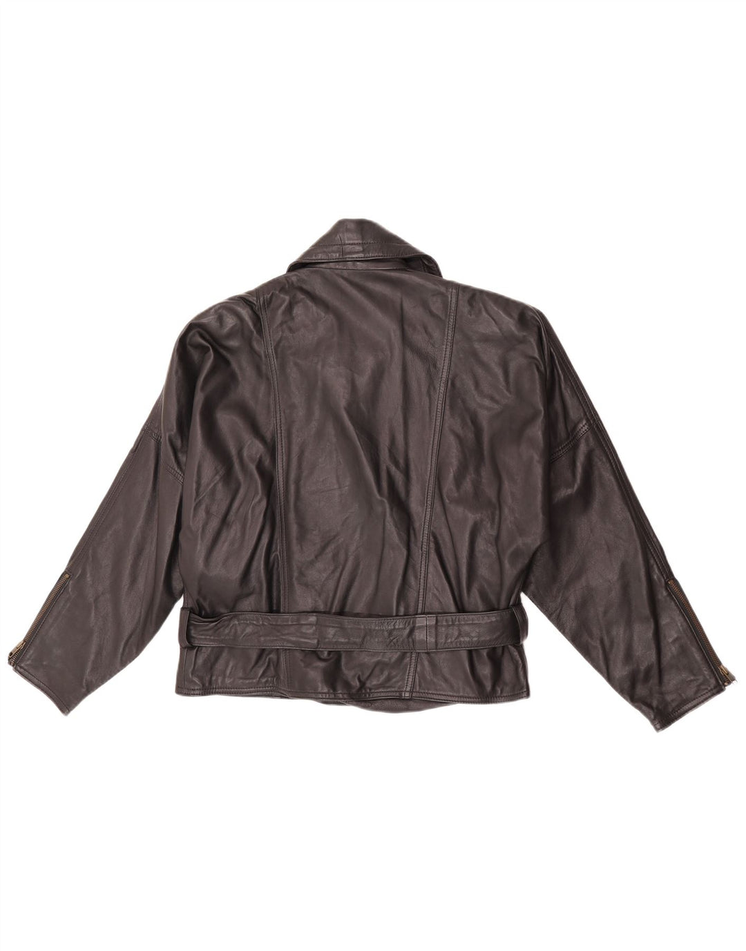 Vintage Womens Biker Leather Jacket EU 38 Medium Black Leather