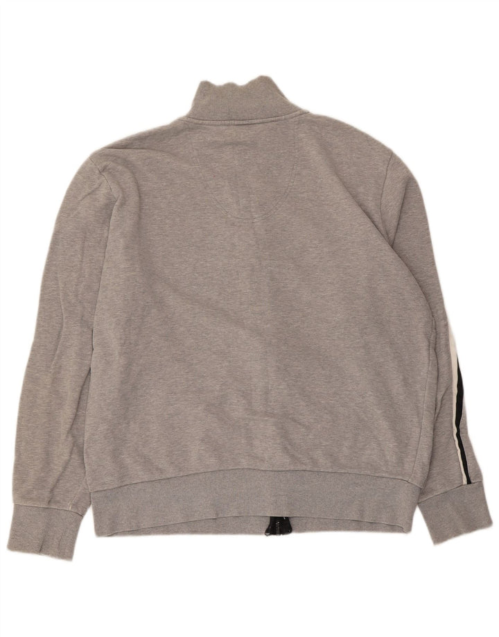 Hugo Boss Mens Tracksuit Top Jacket Large Grey Striped Cotton
