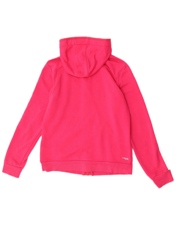 Adidas Womens Climalite Zip Hoodie Sweater UK 12/14 Medium Pink Cotton