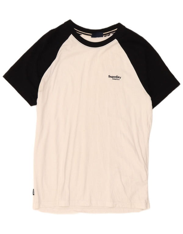 Superdry Mens Slim Fit T-Shirt Top Large White Colourblock Cotton