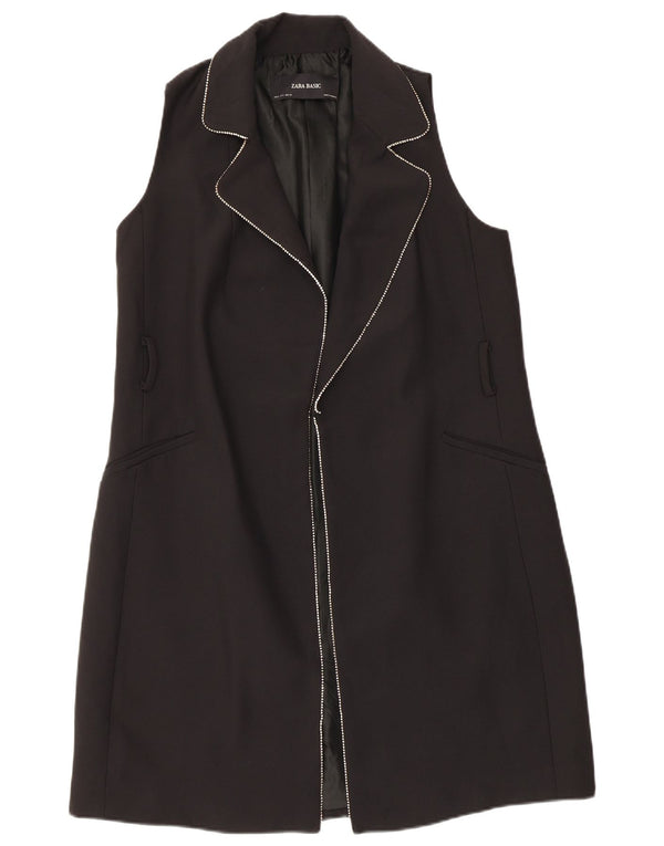 Zara Womens Sleeveless Overcoat UK 10 Small Black Polyester