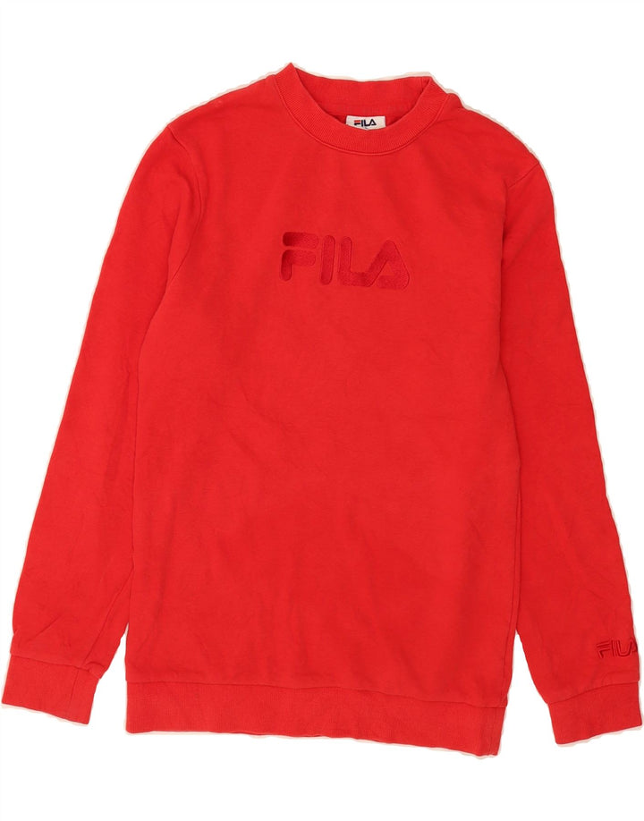 FILA Womens Graphic Sweatshirt Jumper UK 10 Small Red Cotton Vintage Fila and Second-Hand Fila from Messina Hembry 