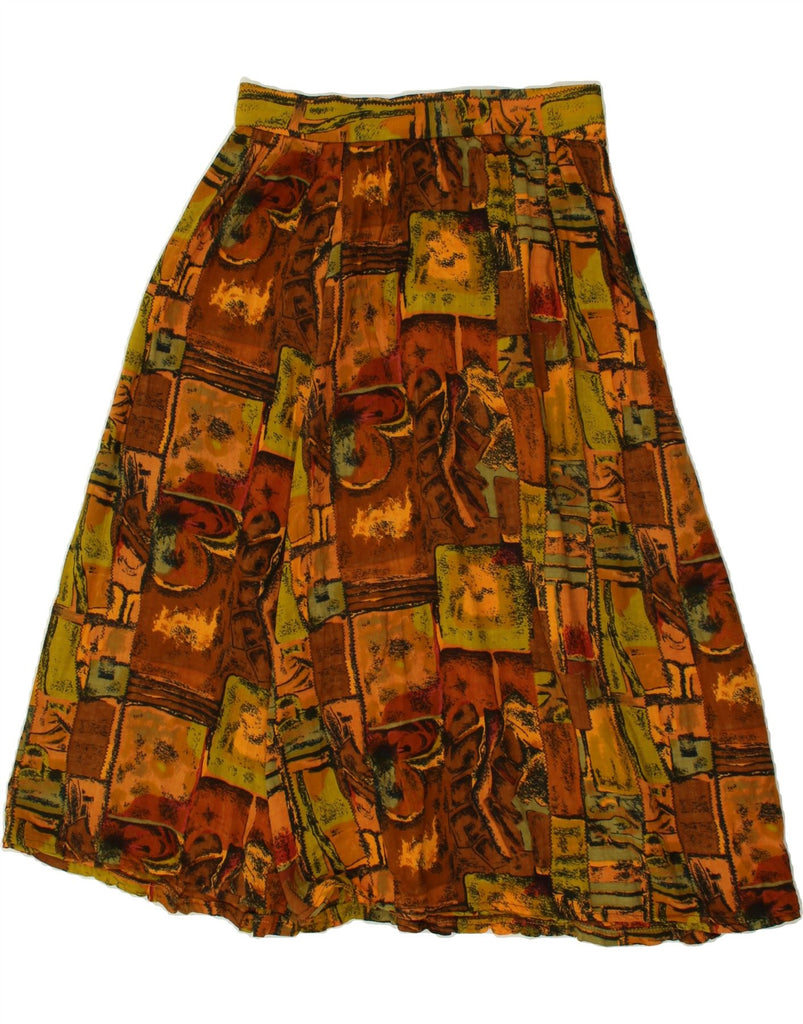 VINTAGE Womens Abstract Pattern A-Line Skirt W26 Small Brown | Vintage Vintage | Thrift | Second-Hand Vintage | Used Clothing | Messina Hembry 