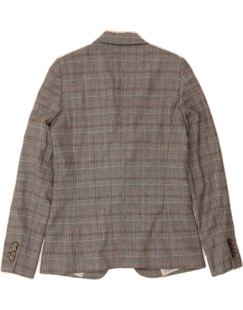 MASSIMO DUTTI Womens 1 Button Blazer Jacket EU 38 Small Grey Check Viscose Vintage Massimo Dutti and Second-Hand Massimo Dutti from Messina Hembry 