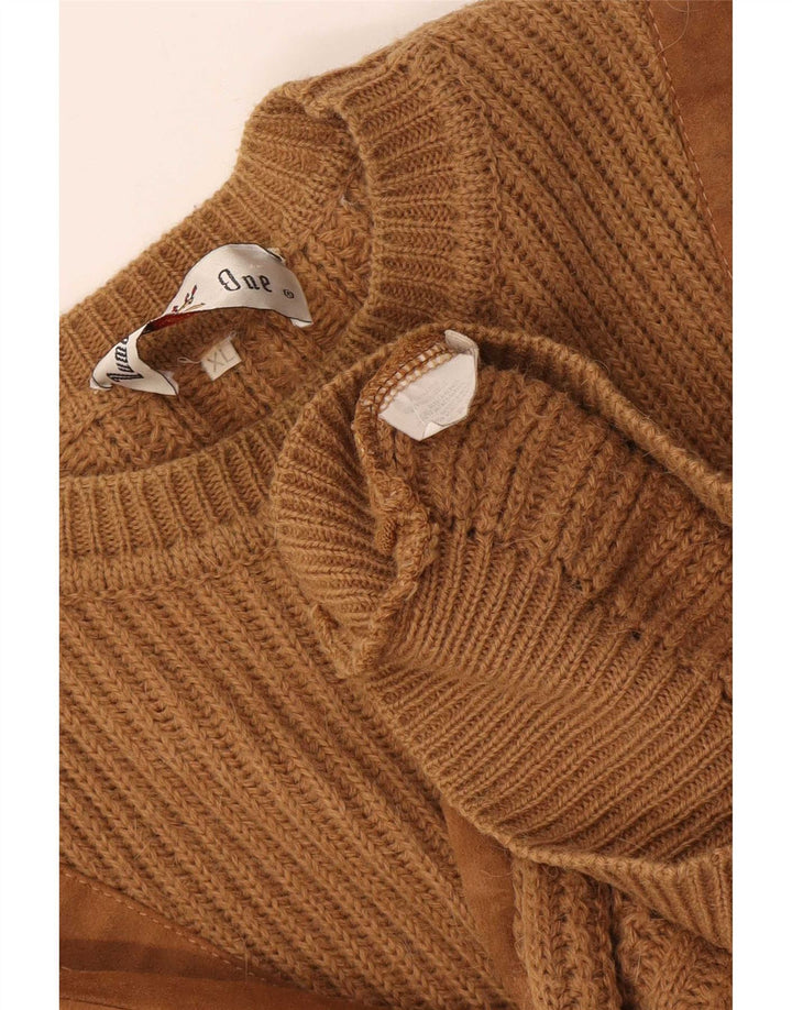 Number 1 Mens Crew Neck Jumper Sweater XL Brown Wool