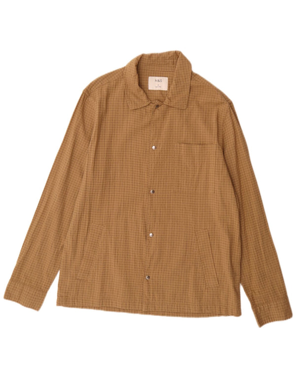 Marks & Spencer Mens Overshirt Shirt Medium Brown Check Cotton