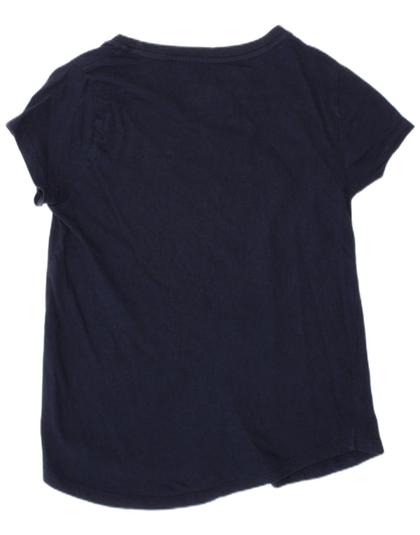 Tommy Hilfiger Girls Graphic T-Shirt Top 8-9 Years Medium Navy Blue Cotton