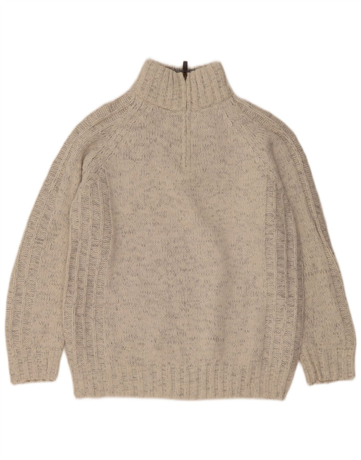 Marks & Spencer Mens Zip Neck Jumper Sweater Medium White Flecked Acrylic
