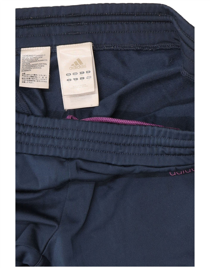 ADIDAS Womens Tracksuit Trousers Joggers UK 10 Small Navy Blue Polyester