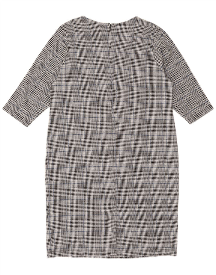 Marks & Spencer Womens 3/4 Sleeve Shift Dress UK 22 3XL Grey Check