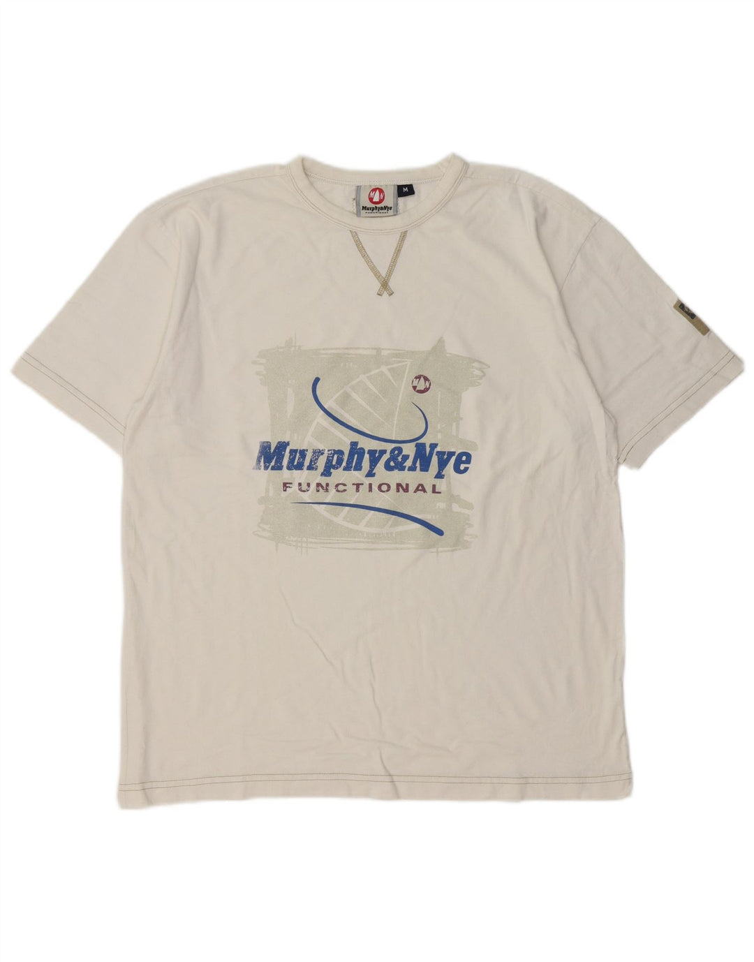 Murphy & Nye Mens Functional Graphic T-Shirt Top Medium Off White