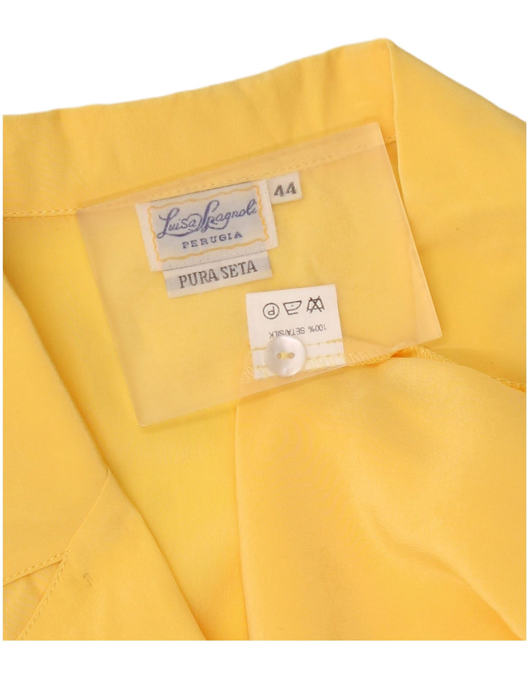 Luisa Spagnoli Womens Short Sleeve Shirt Blouse IT 44 Medium Yellow Silk