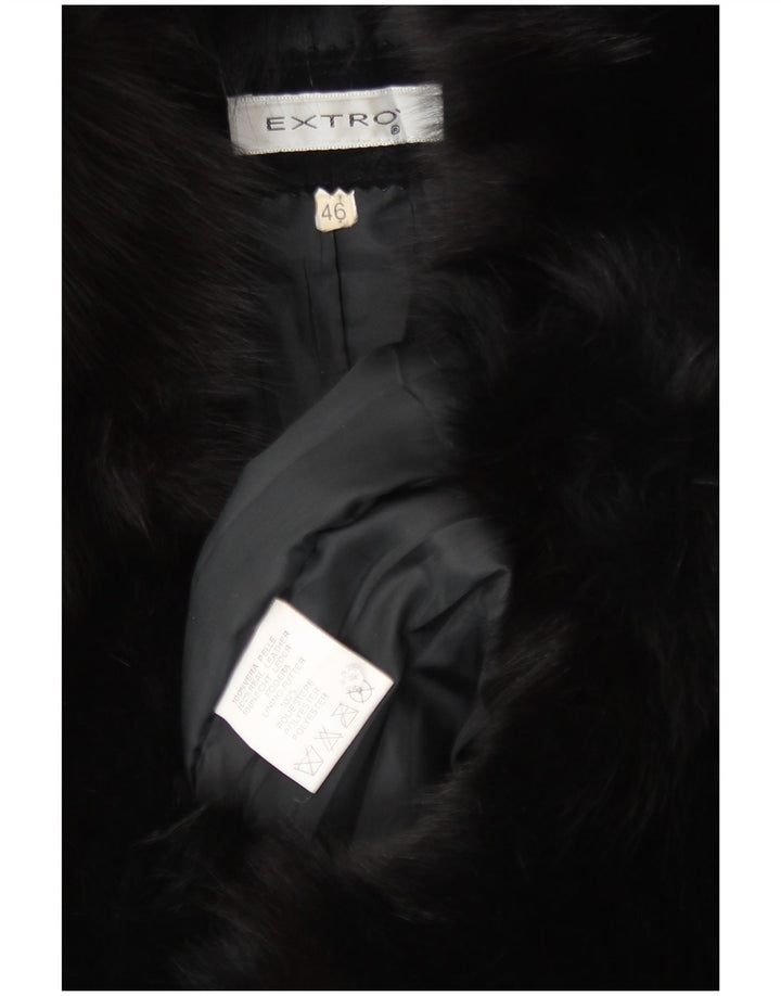 Vintage Womens Suede Overcoat IT 46 Large Black Leather