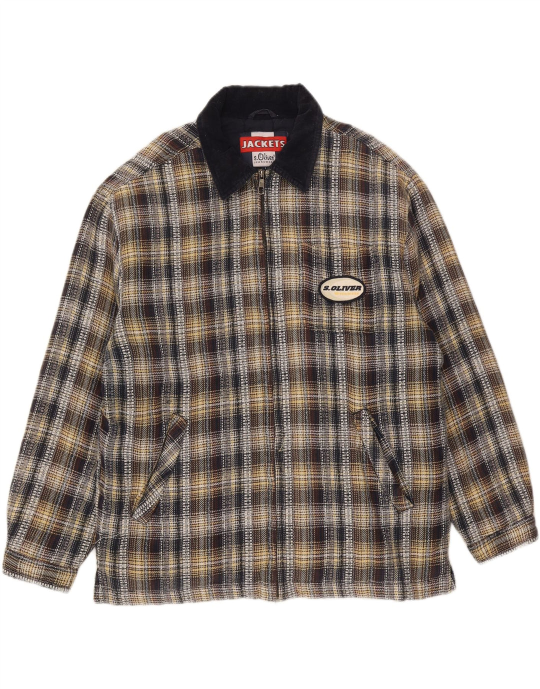 S.Oliver Mens Bomber Jacket UK 40 Large Multicoloured Check Cotton