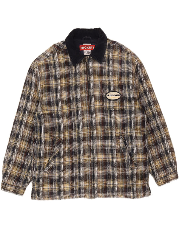 S.Oliver Mens Bomber Jacket UK 40 Large Multicoloured Check Cotton