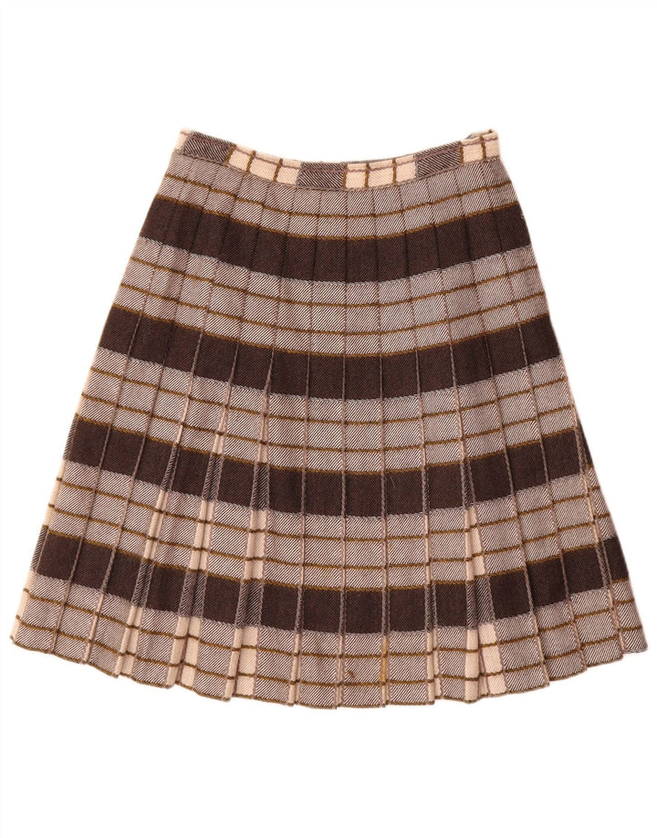 Vintage Womens Pleated A-Line Skirt W26 Small Grey Plaid