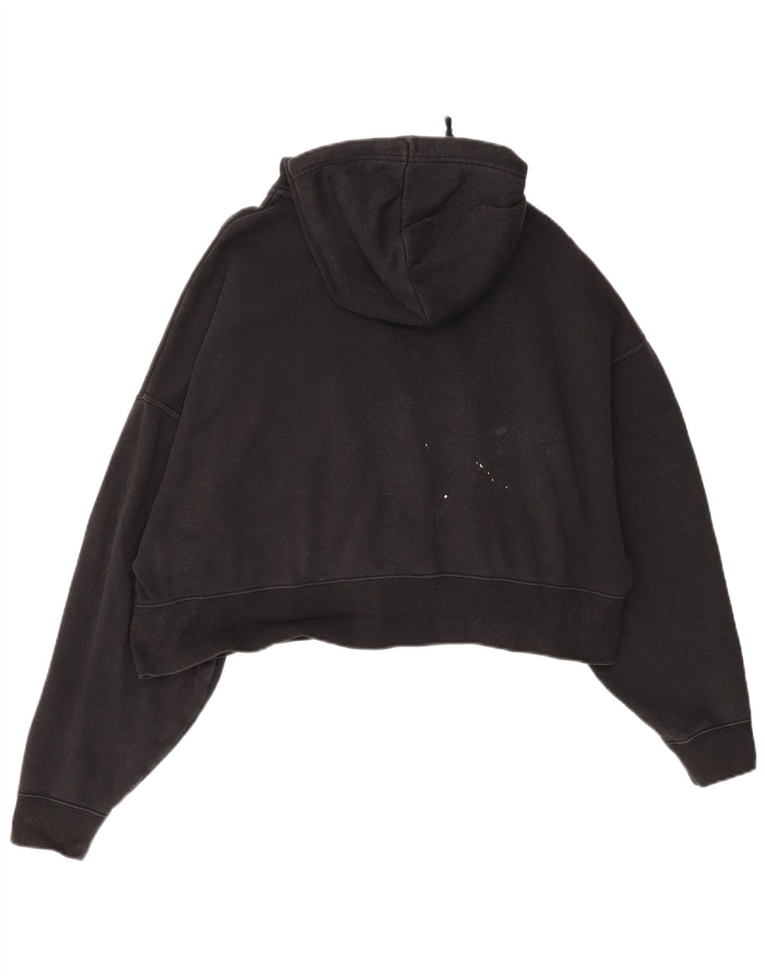 Nike Womens Crop Oversized Zip Hoodie Sweater UK 14 Medium Black Cotton