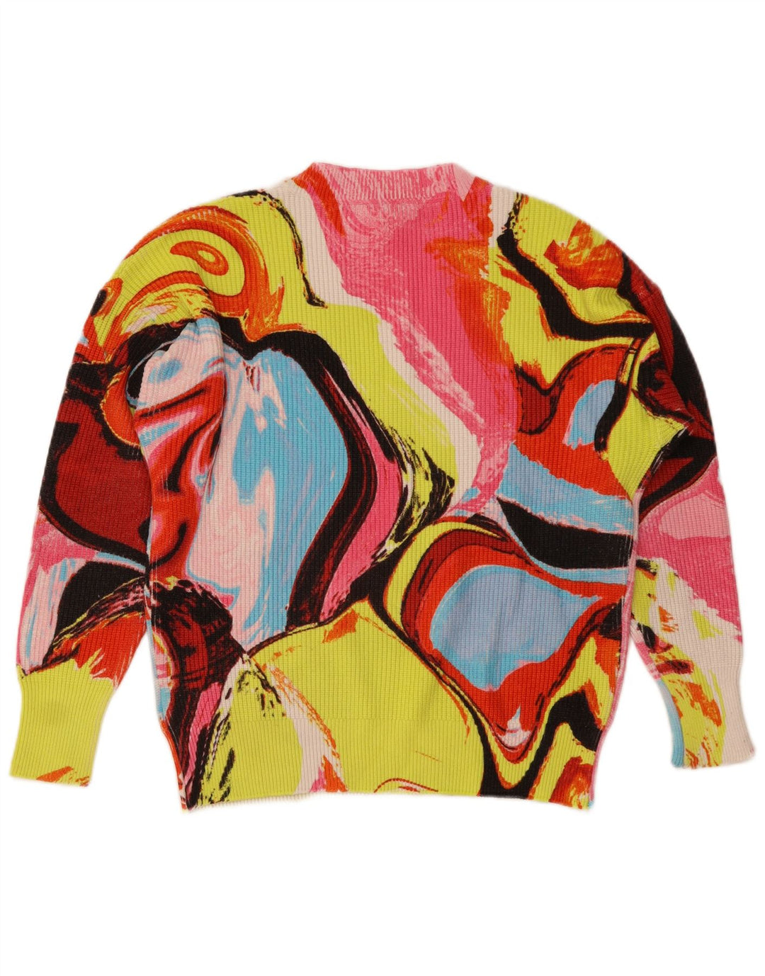 Desigual Womens V-Neck Jumper Sweater UK 14 Medium Multicoloured