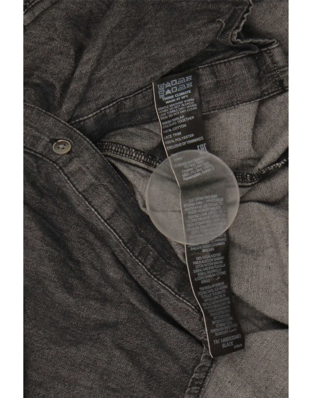 Marks & Spencer Womens Denim Shirt UK 12 Medium Black Striped Cotton