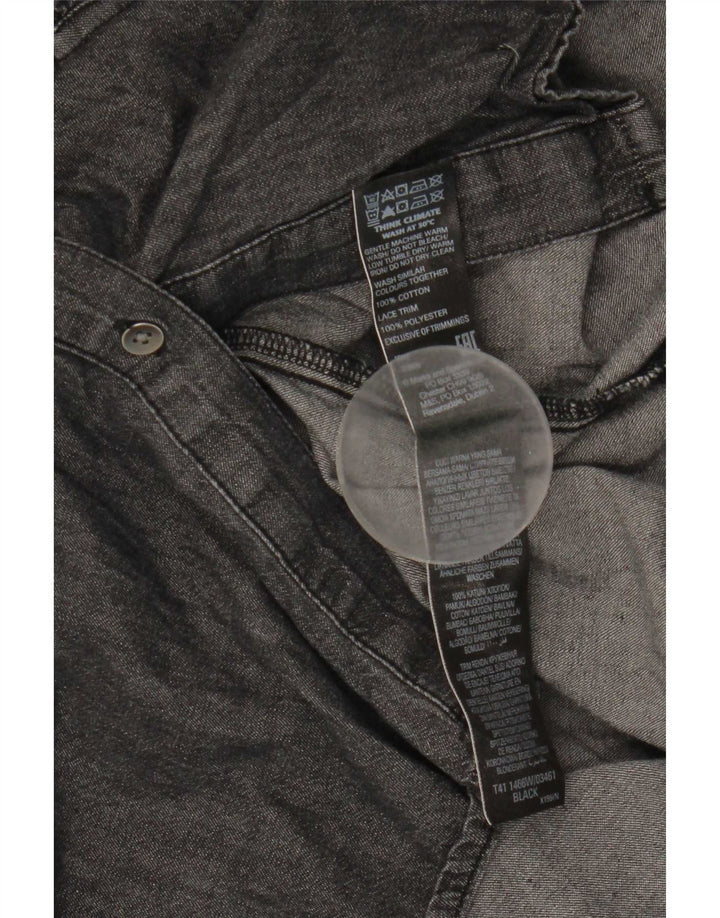 Marks & Spencer Womens Denim Shirt UK 12 Medium Black Striped Cotton
