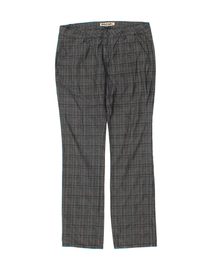 VOLCOM Womens Straight Chino Trousers US 7 Medium W32 L32 Grey Check Vintage Volcom and Second-Hand Volcom from Messina Hembry 
