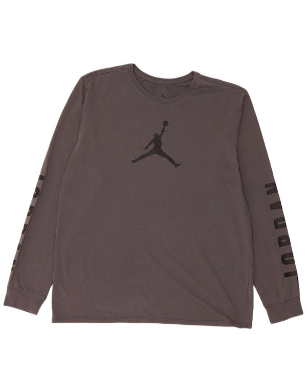 Jordan Mens Dri Fit Graphic Top Long Sleeve XL Grey Cotton