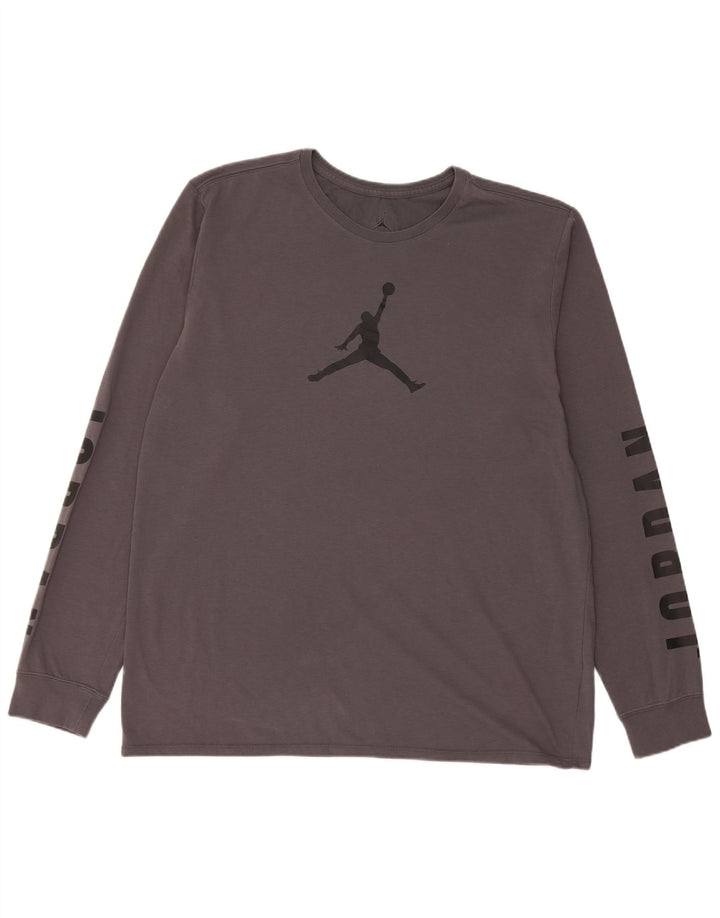 Jordan Mens Dri Fit Graphic Top Long Sleeve XL Grey Cotton