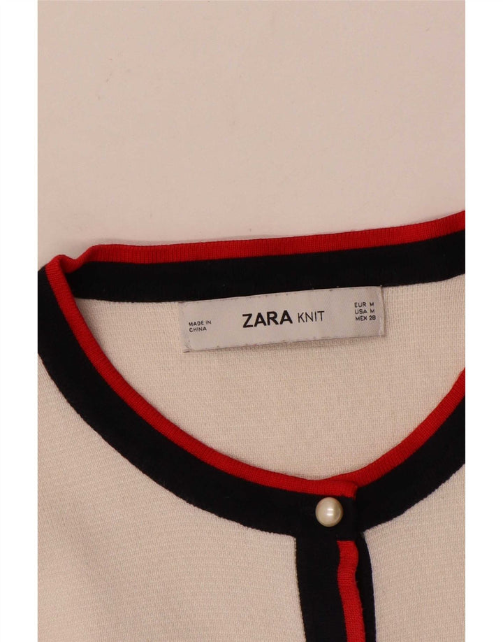 Zara Womens Cardigan Sweater UK 12 Medium White Colourblock