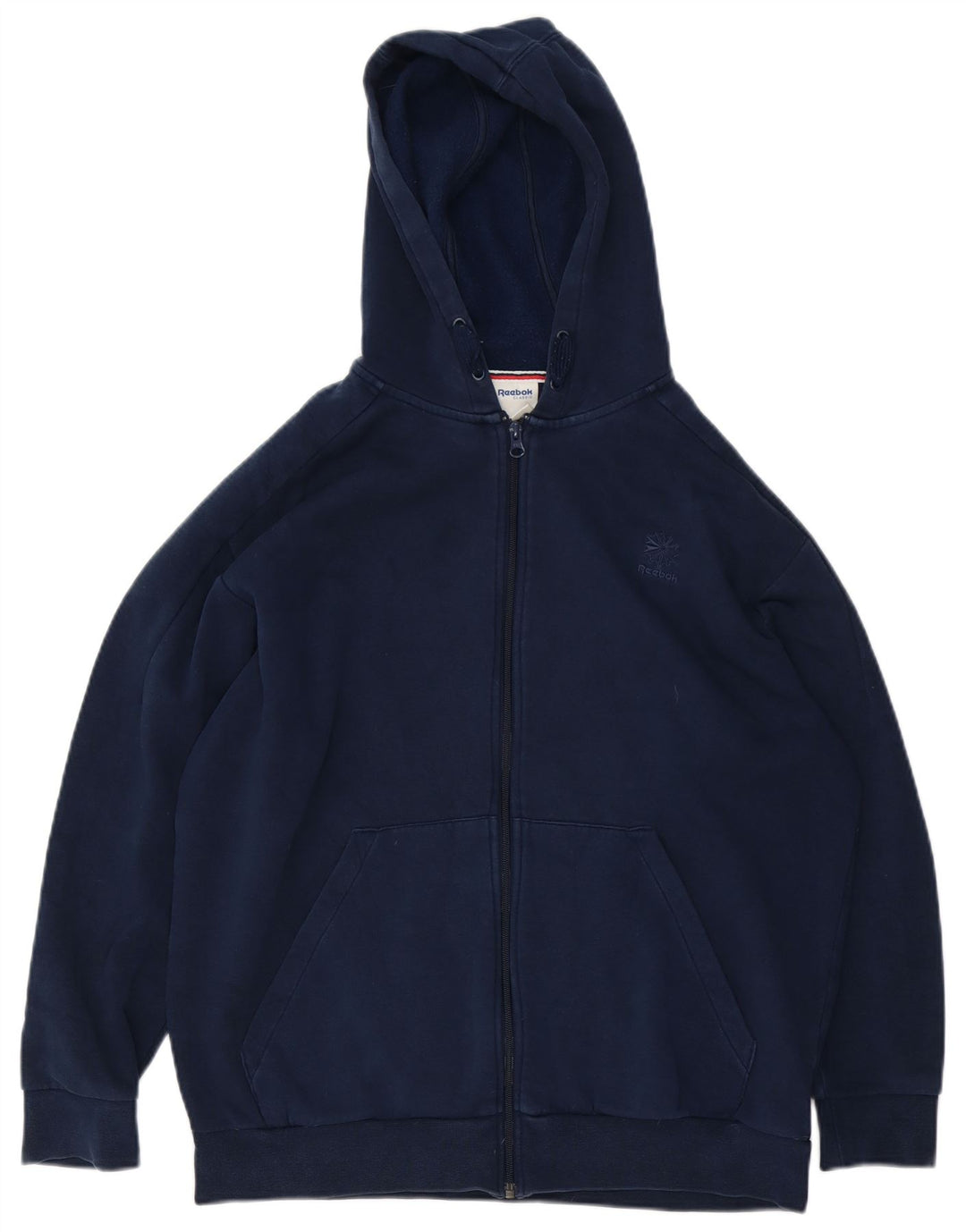 Reebok Mens Zip Hoodie Sweater Large Navy Blue Cotton