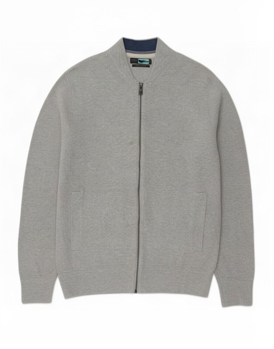Marks & Spencer Mens Cardigan Sweater Large Grey Flecked Cotton