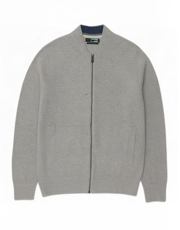 Marks & Spencer Mens Cardigan Sweater Large Grey Flecked Cotton