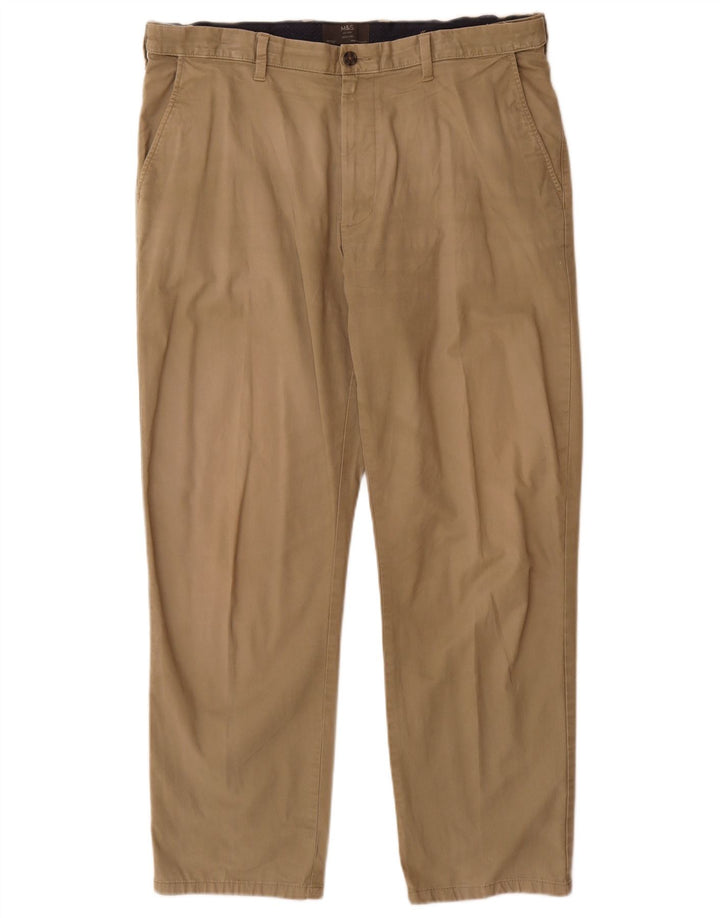 Marks & Spencer Mens Regular Fit Chino Trousers W38 L31 Beige Cotton