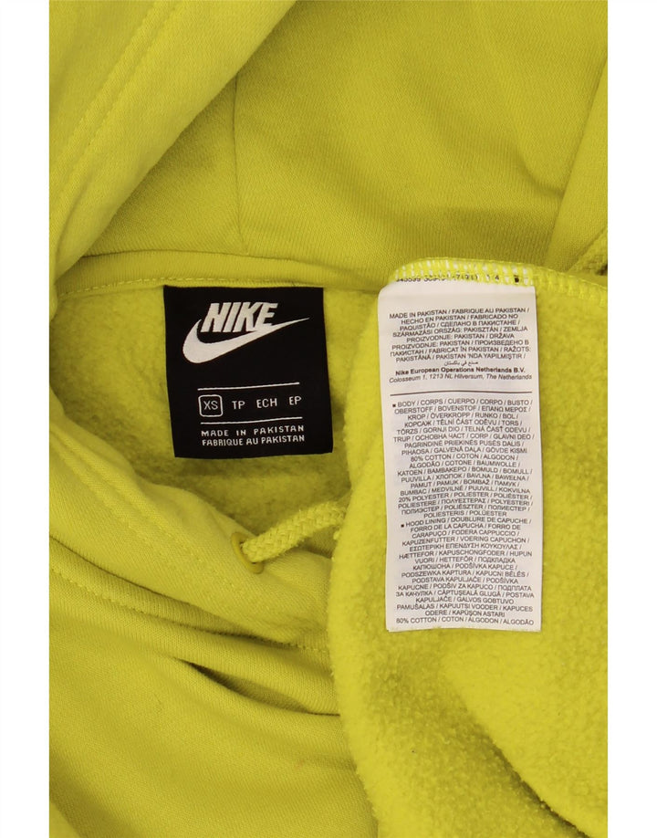 NIKE Womens Oversized Hoodie Jumper UK 6 XS Yellow Cotton