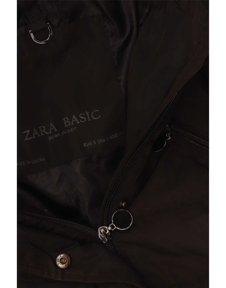 Zara Womens Hooded Padded Jacket UK 10 Small Black